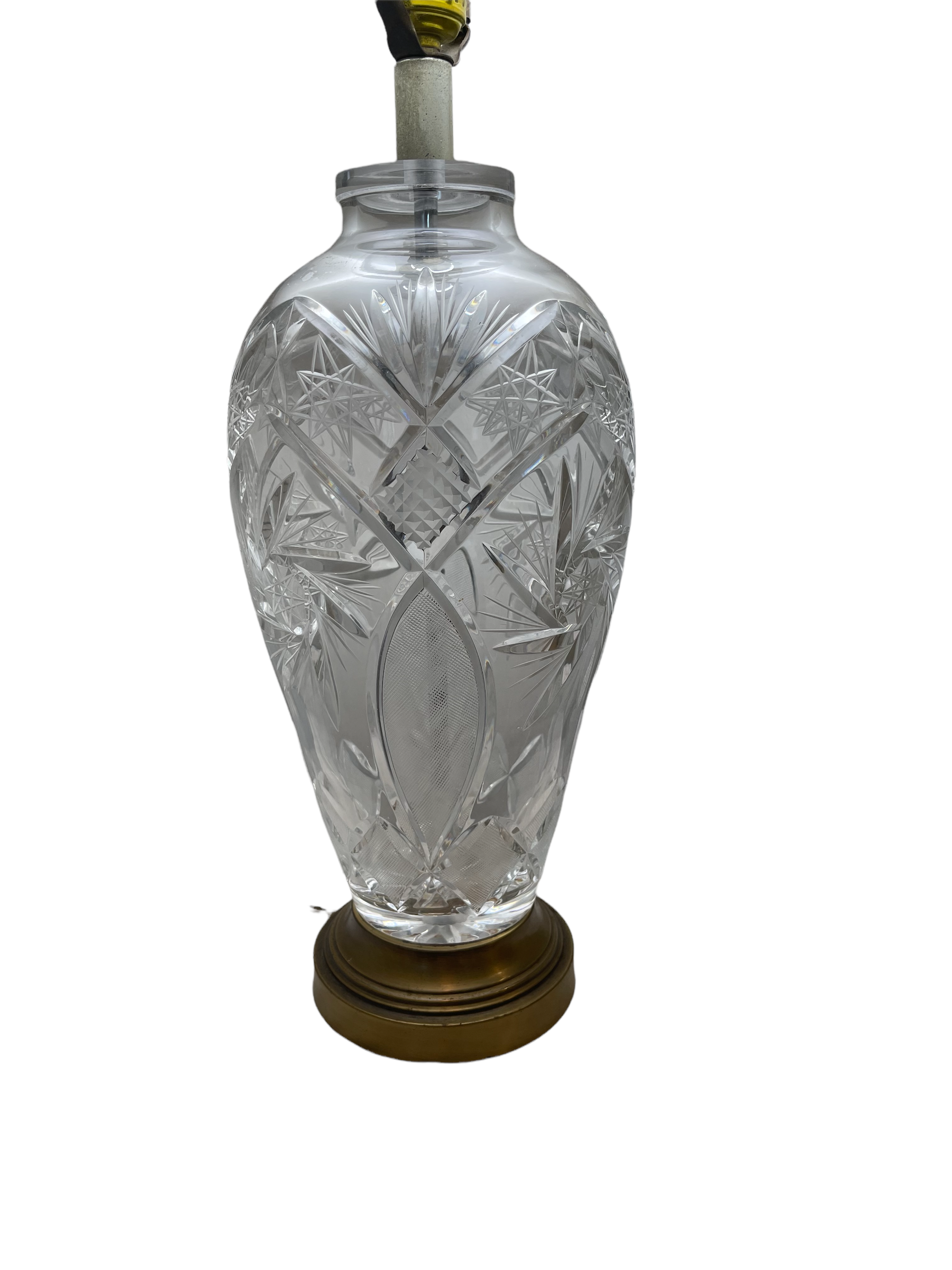 Large Leaded Crystal and Brass Lamp