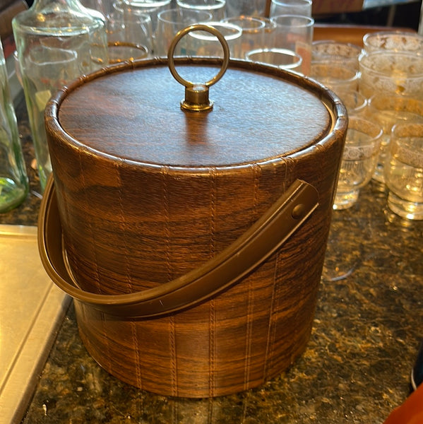 Mid century faux wood ice bucket