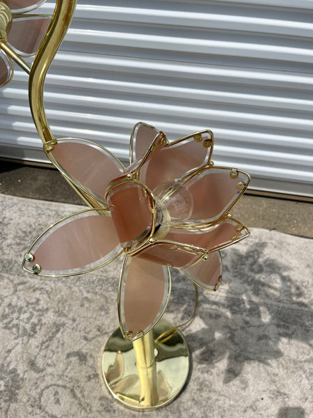 Italian Gold and Glass Lotus Floor Lamp