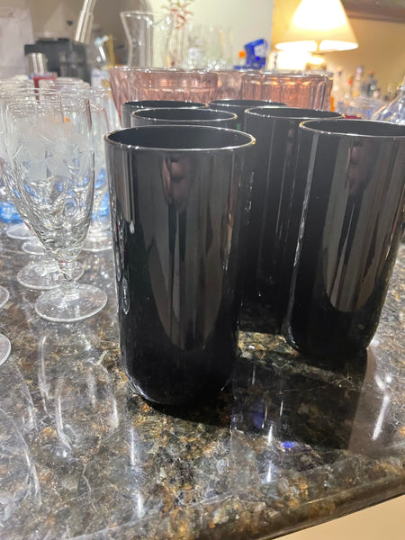 Tumblers Coolers Highball Glasses 5-7/8" Libbey Metropolitan Black amethyst