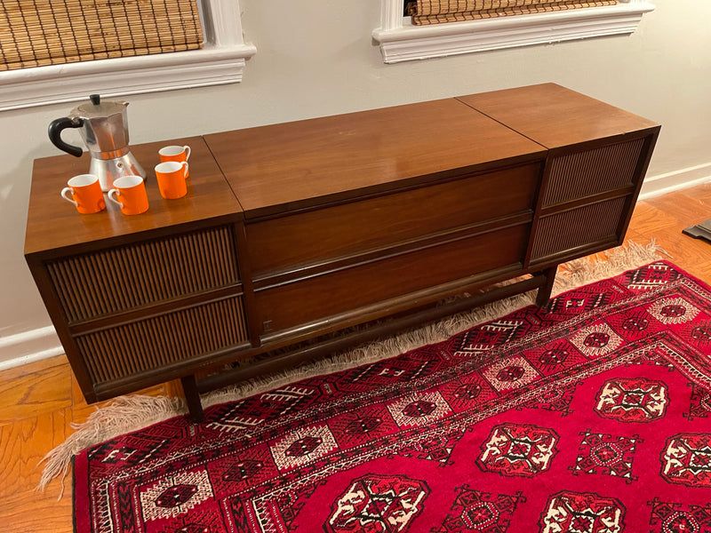 Walnut Stereo Cabinet & Credenza by William Tell for General Electric