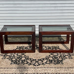 Danish Rosewood and Smoked Glass Side Tables by Komfort