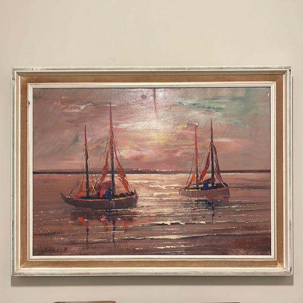 Lee Reynolds Era Mid Century Sailboat Painting