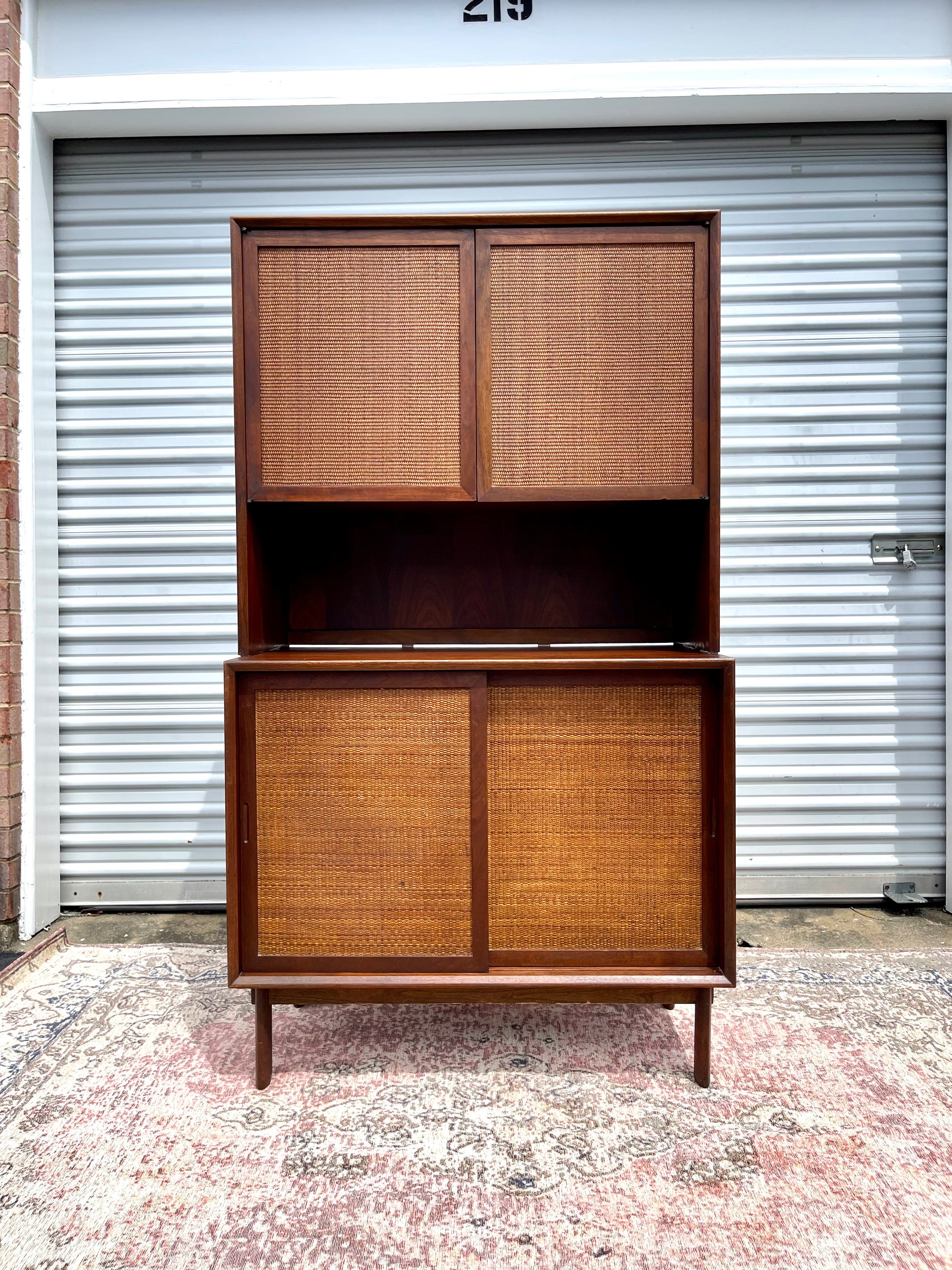 Mid Century Rattan Hutch