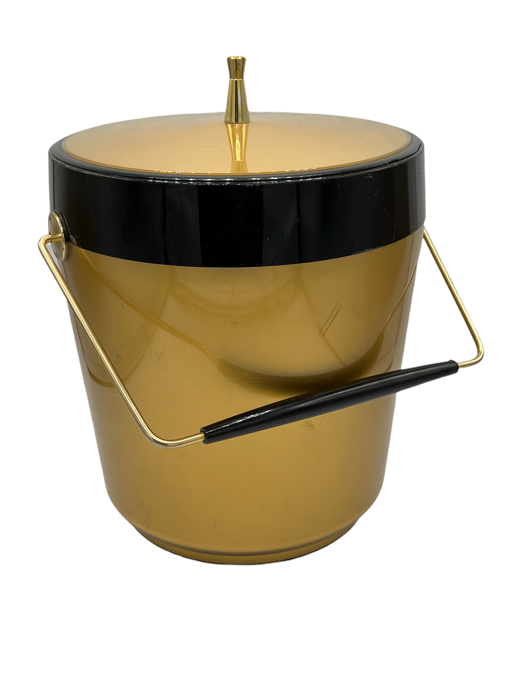 Midcentury Gold and Black Ice Bucket