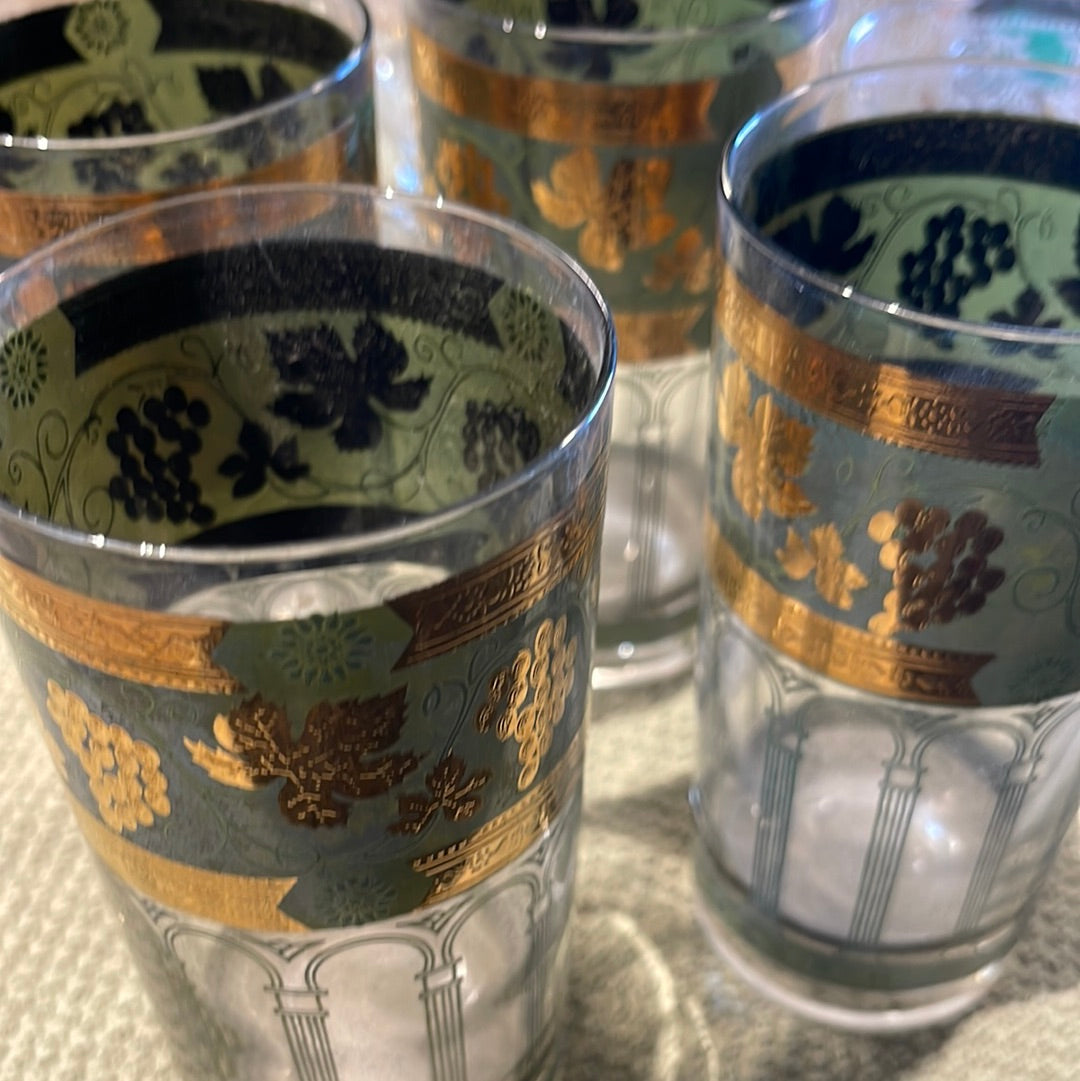 Mid Century Cera 14K gold glasses set of 4