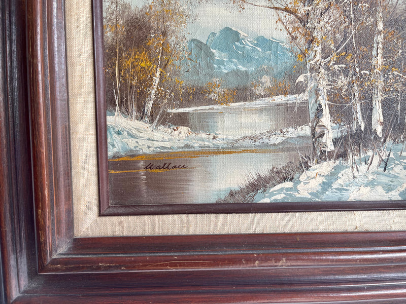 Mid Century Modern Oil on Canvas Landscape signed Wallace