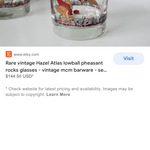Rare Vintage Hazel Atlas Lowball Pheasant Rocks Glasses