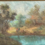 Vintage Oil on Canvas Couple at the River