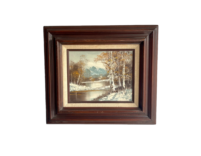 Mid Century Modern Oil on Canvas Landscape signed Wallace