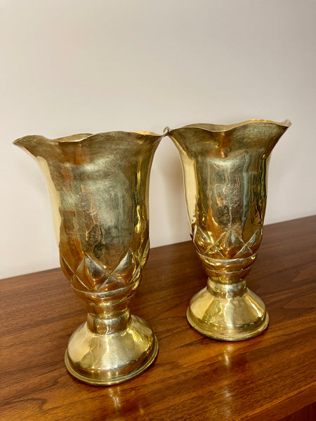 Hollywood Regency Heavy Brass Vases