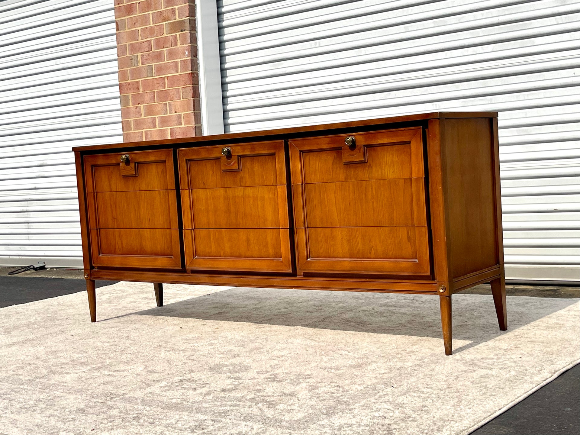 Mid Century Lowboy Nine Drawer Dresser