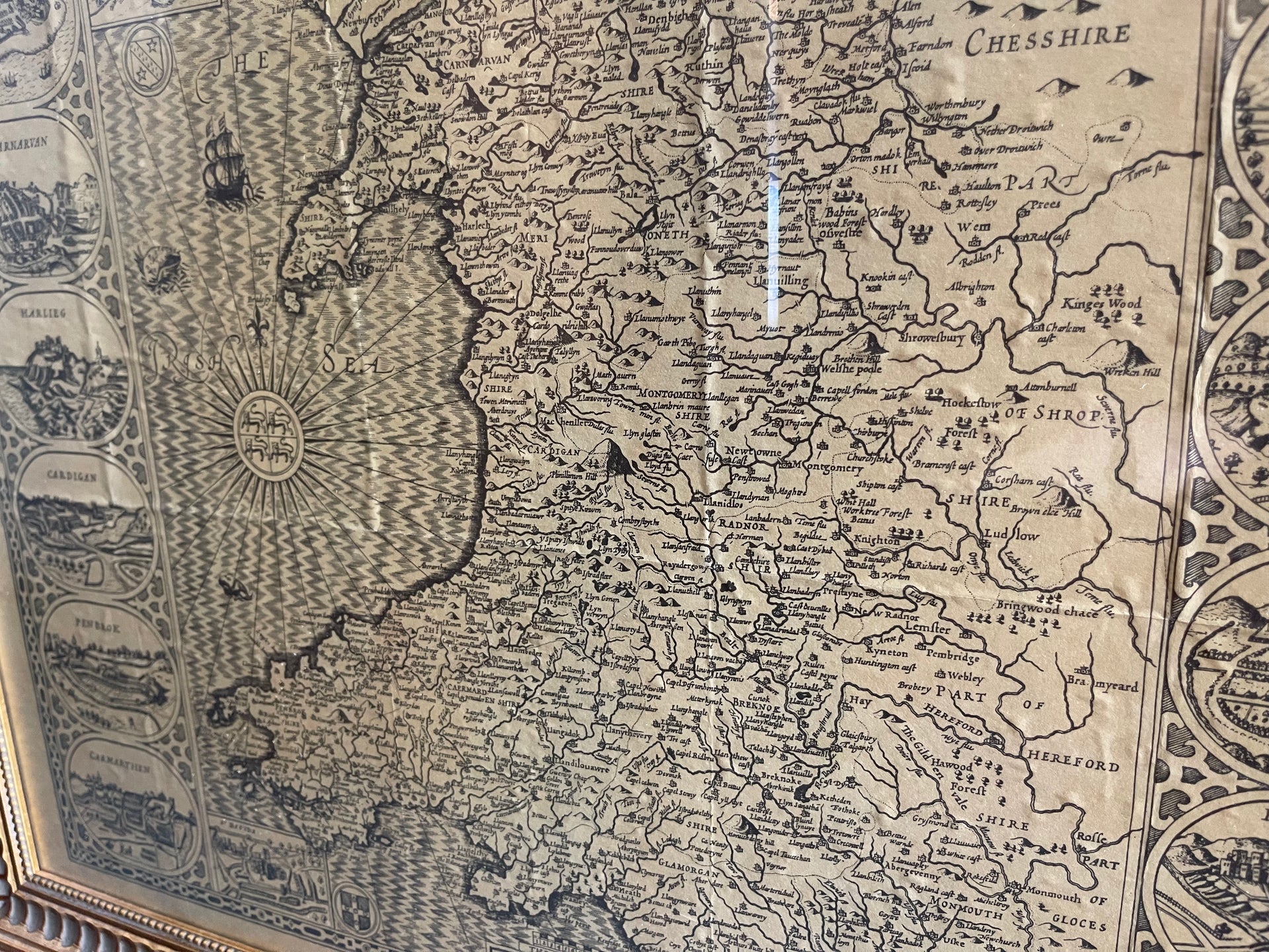Antique North Wales Framed Map