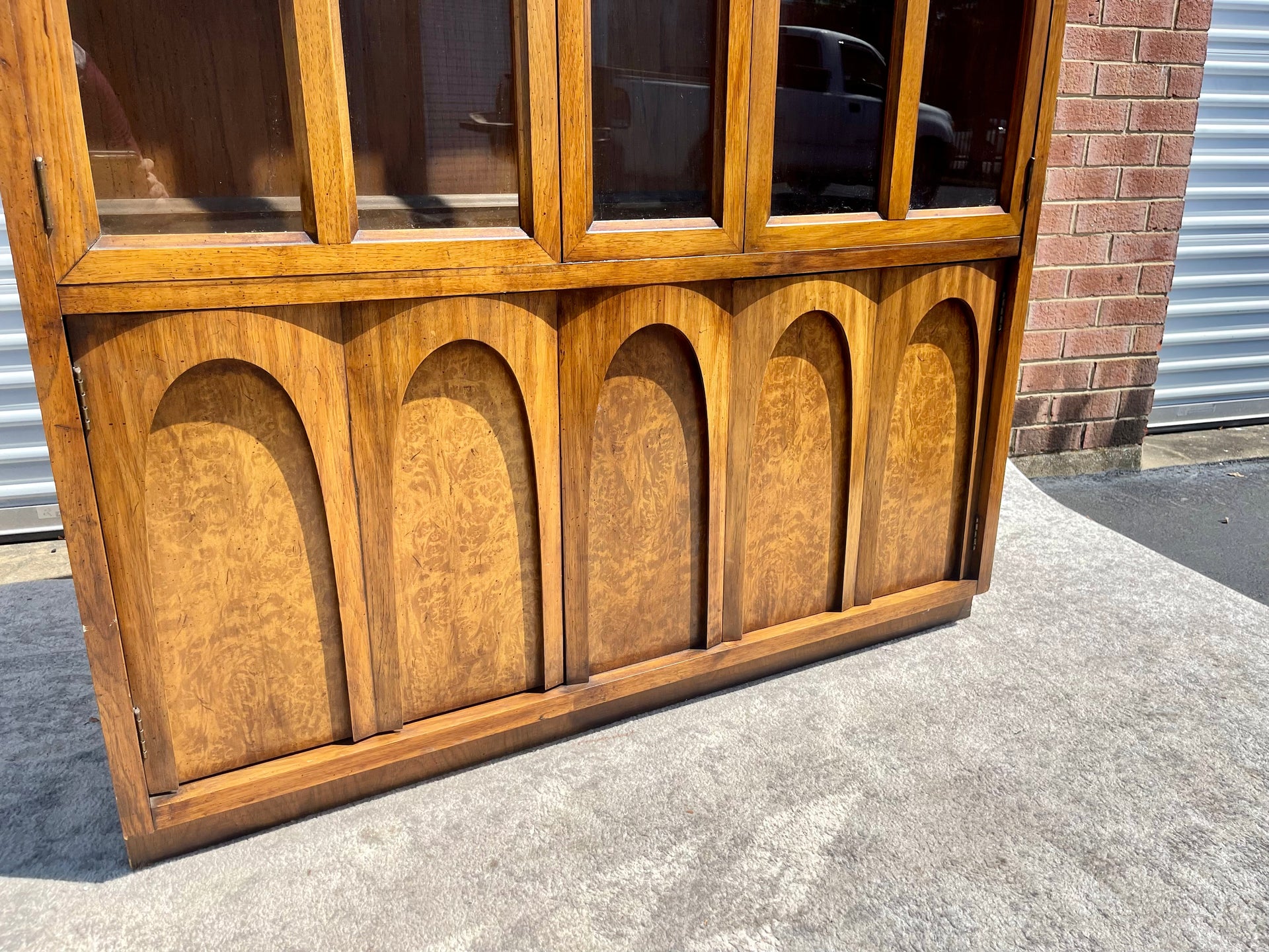 Brutalist Mid Century China Cabinet Hutch
