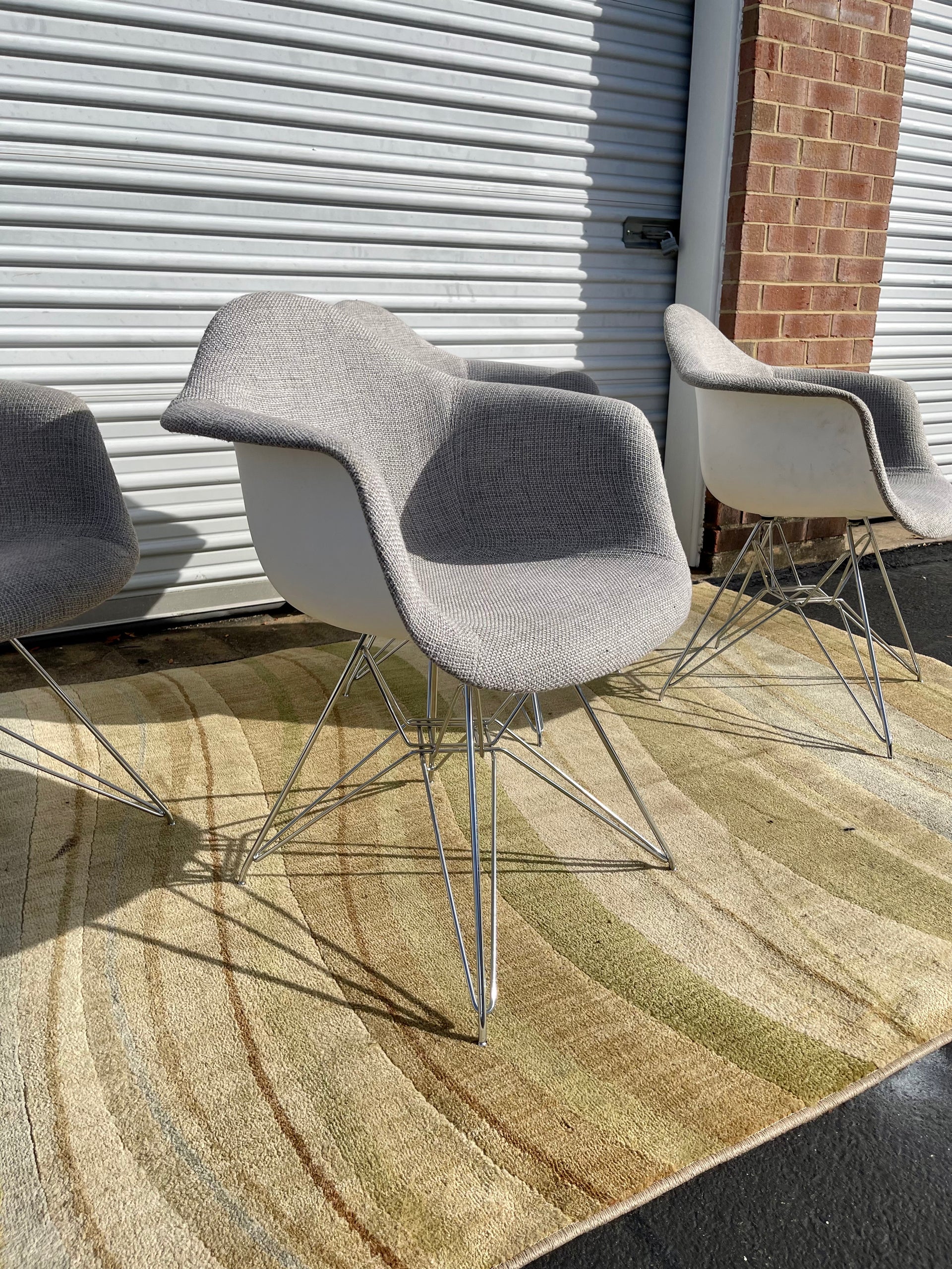 Herman Miller Eames Style Upholstered Wire Base Chairs
