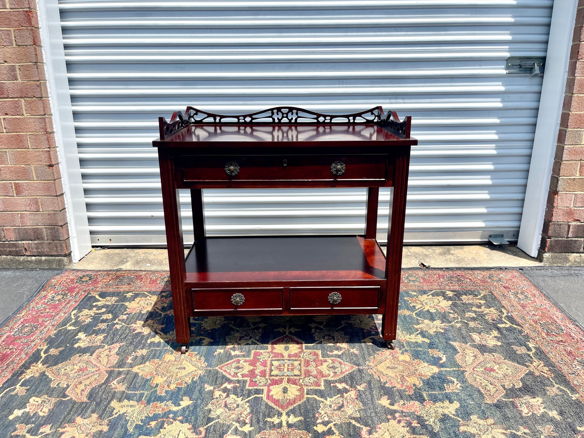 Wooden Ornate Server Cart