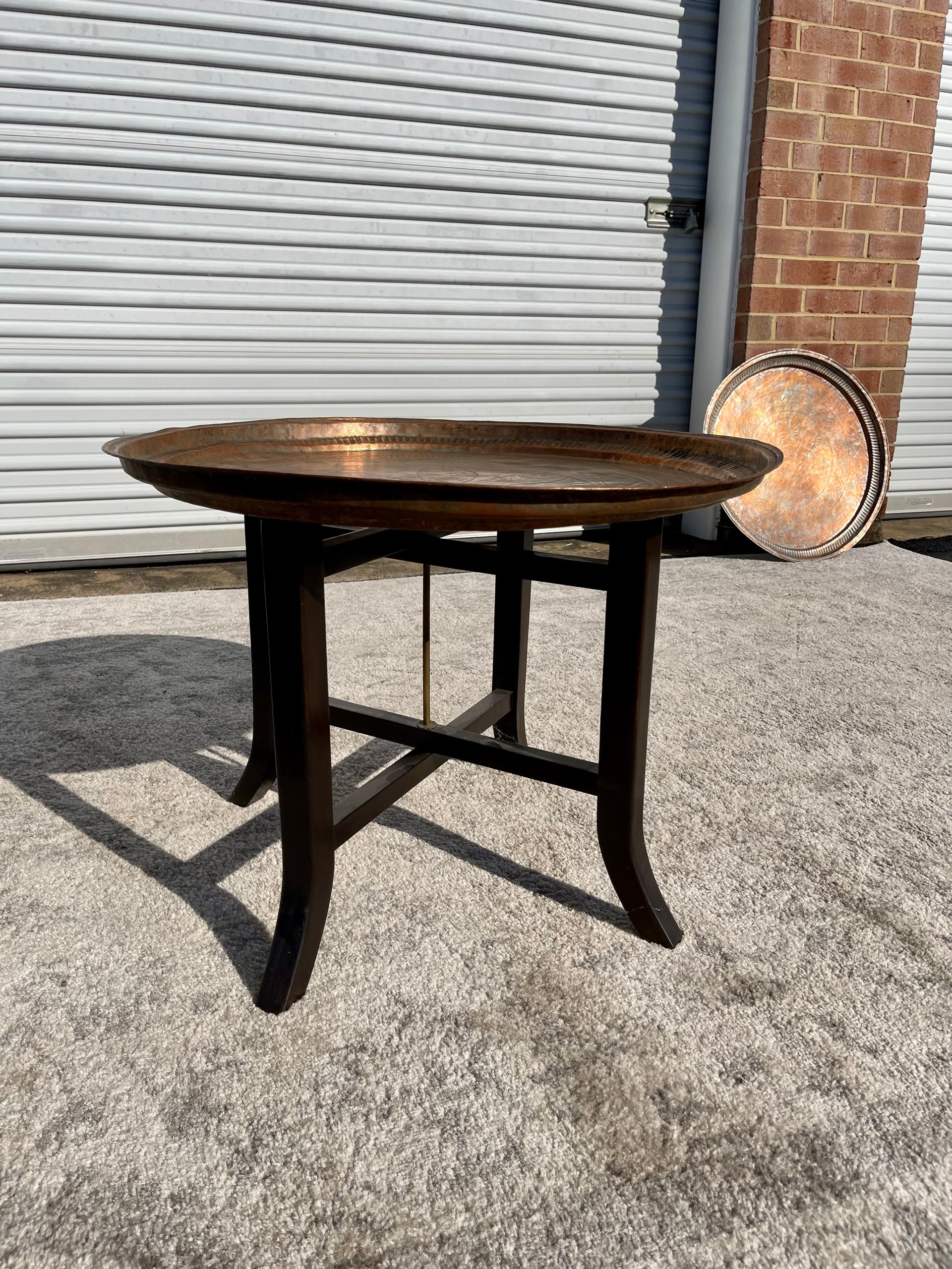Indian Hand Hammered Copper Folding Table