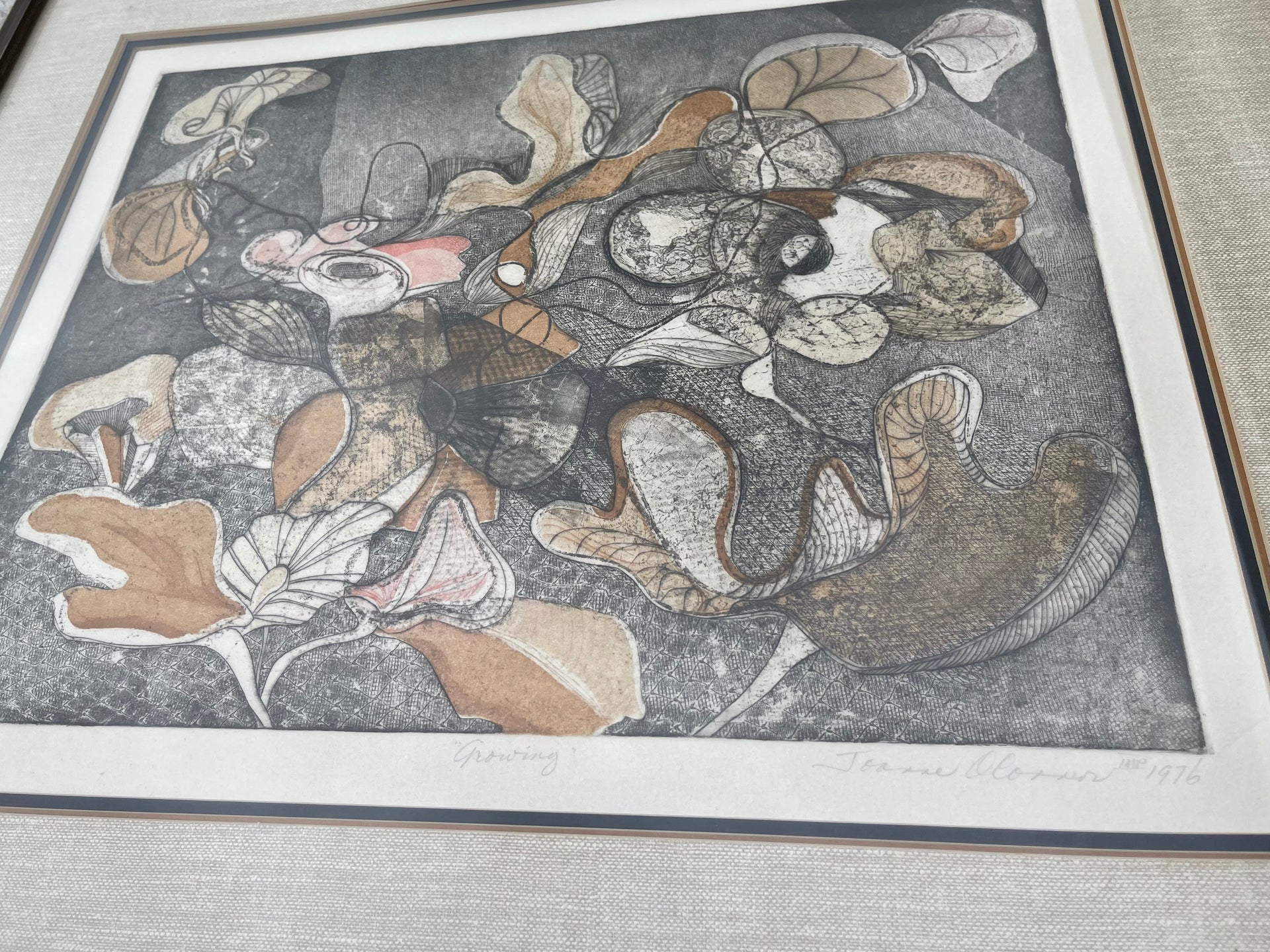 Joanne O’Connor “Growing” Signed and Framed Color Etching